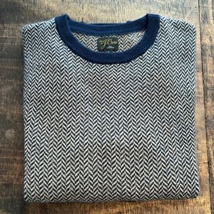 J.Crew Cashmere crewneck sweater. Brown/Navy Herringbone. Size Small.